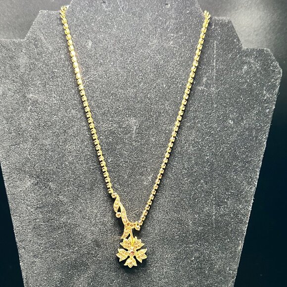 D'Orlan Jewelry - D'Orlan Gold-Toned Necklace with Crystal Encrusted Floral Pendant - NWT